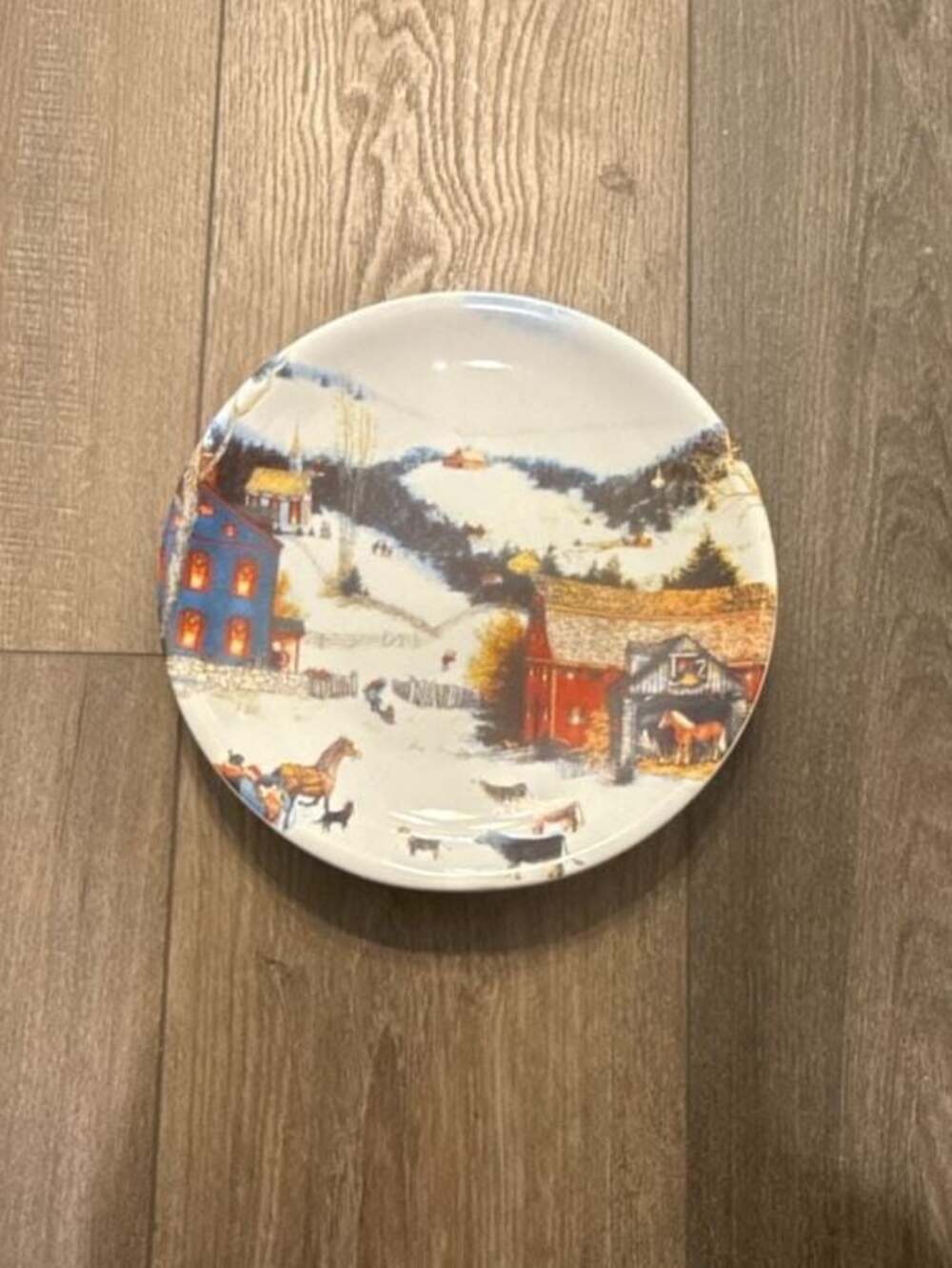 Sakura Christmas Valley Winter Scene Small Plate/Saucer